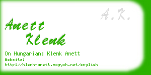 anett klenk business card